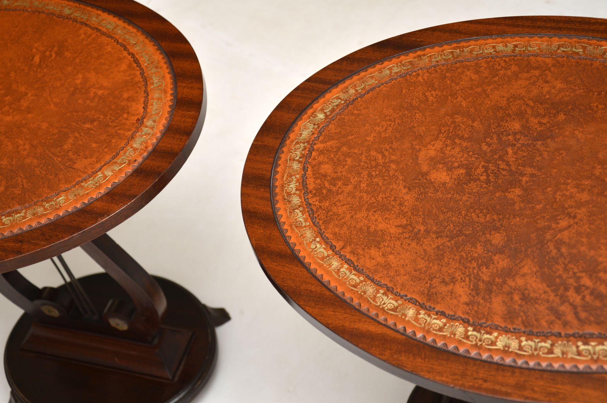 Leather Pair of Antique Regency Style Side Tables For Sale