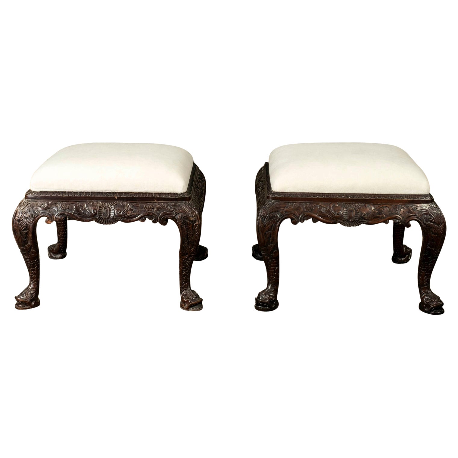 Pair of Antique Regency Style Walnut Benches