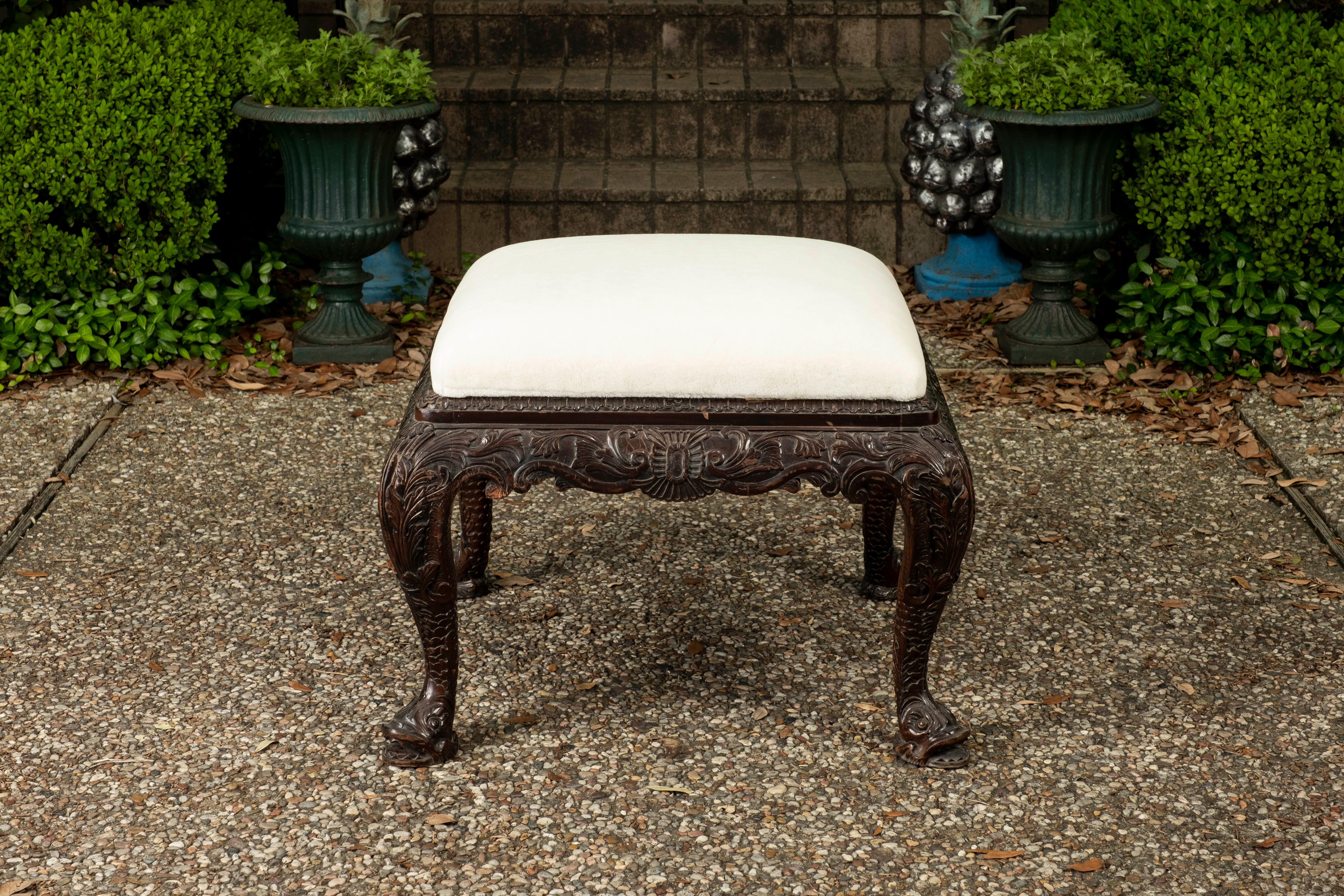 Pair of Antique Regency Style Walnut Benches For Sale 4