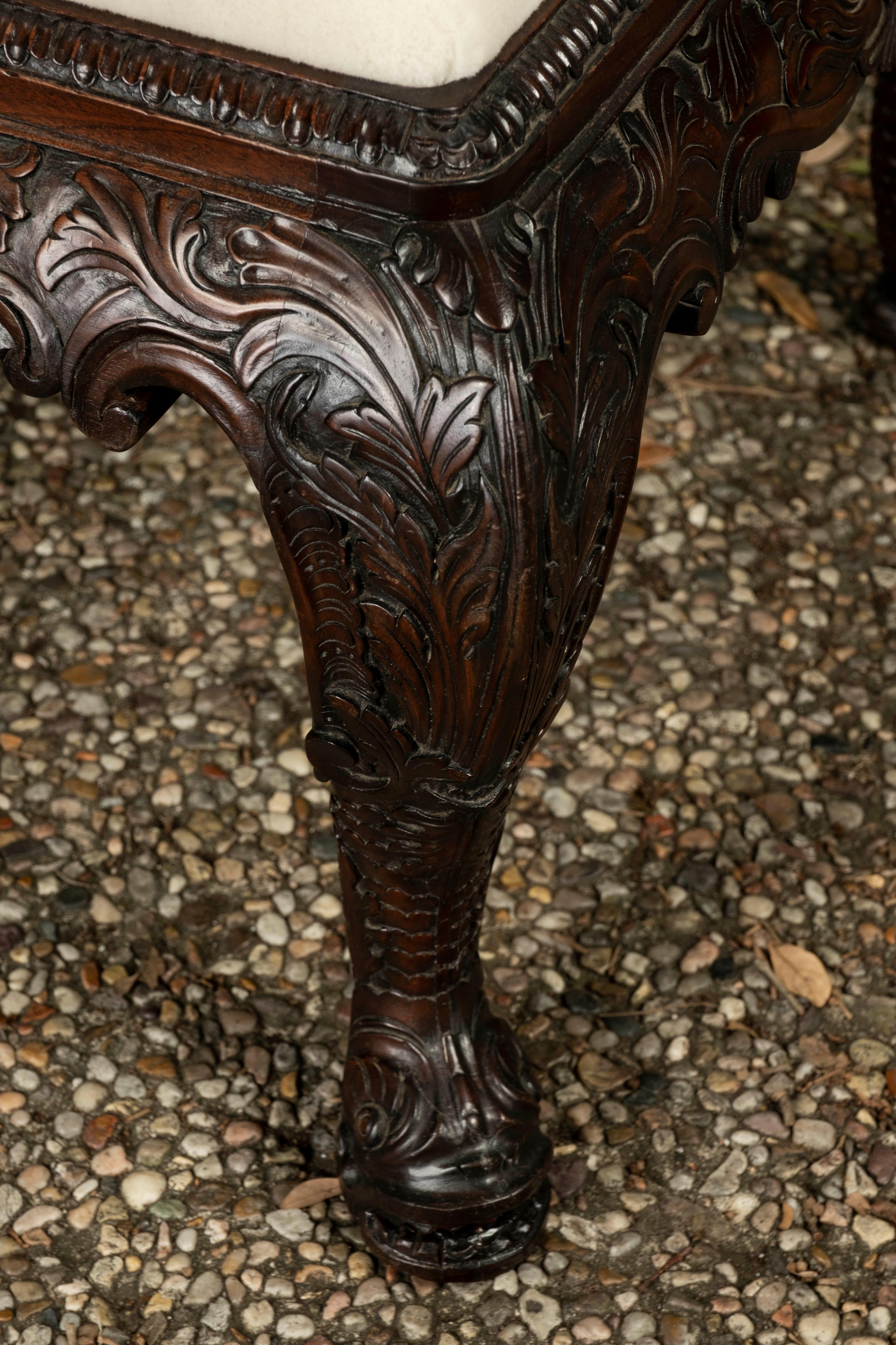 Early 20th Century Pair of Antique Regency Style Walnut Ottomans or Benches For Sale