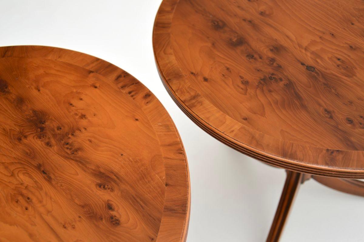 British Pair of Antique Regency Style Yew Wood Side Tables For Sale