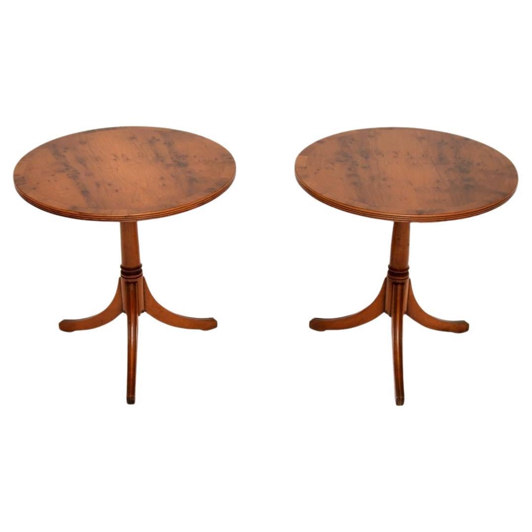 Pair of Antique Regency Style Yew Wood Side Tables For Sale