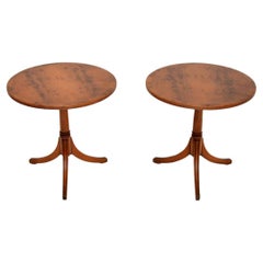 Pair of Vintage Regency Style Yew Wood Side Tables