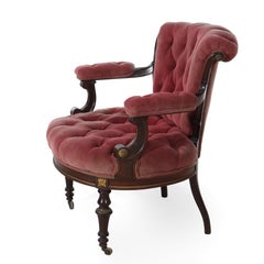 Pair Of Antique Renaissance Revival Carved Rosewood Parlor Chairs c1890