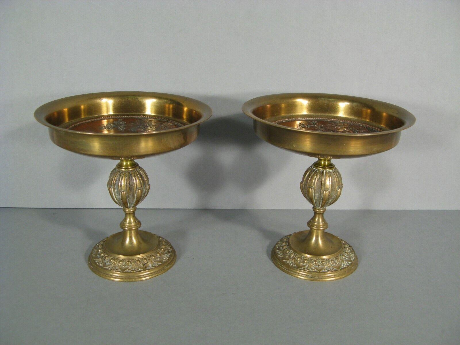 Pair of Antique Renaissance Style Bronze and Brass Trays with Birds - 1Y202 In Good Condition In Bordeaux, FR