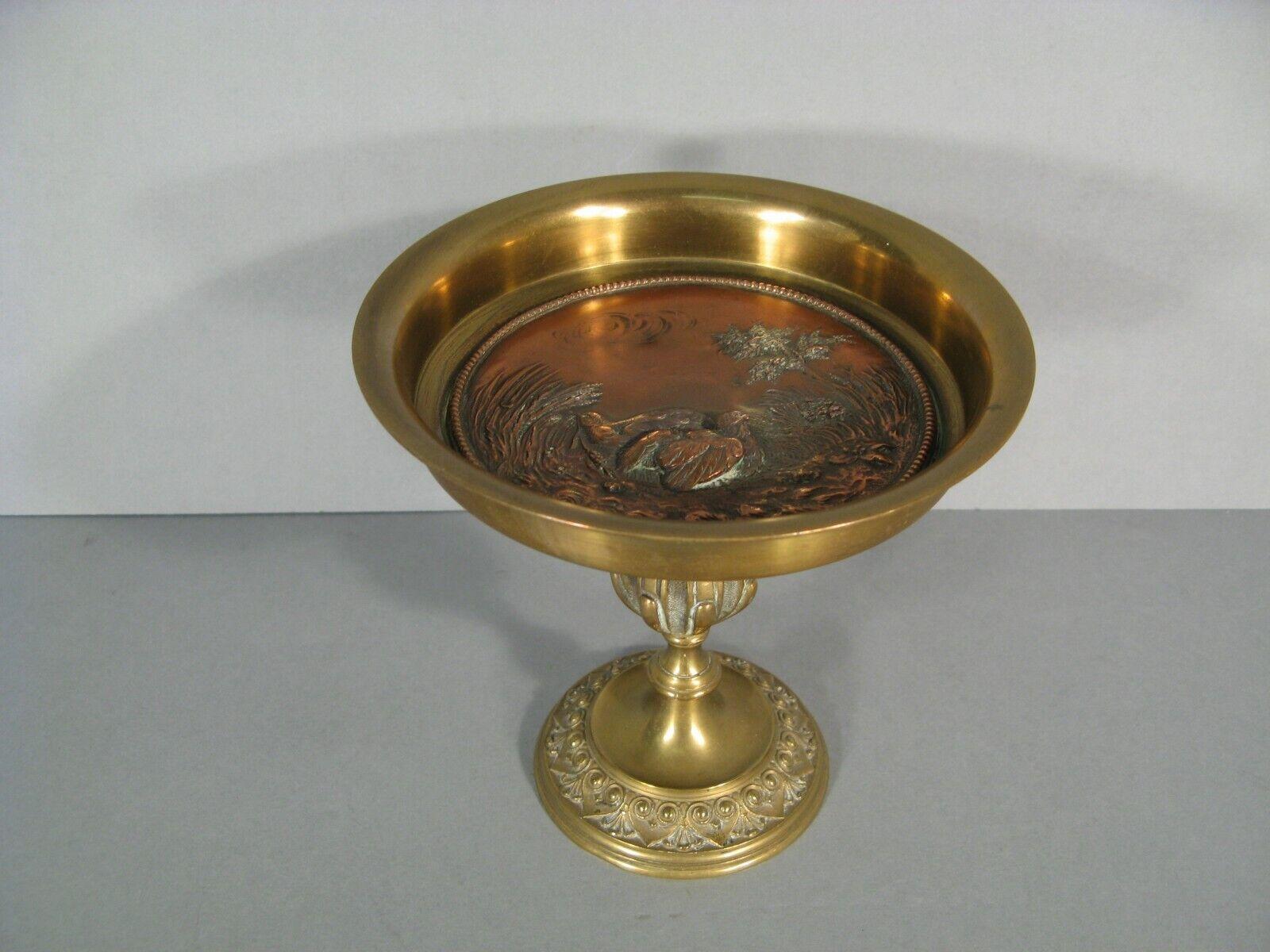 Pair of Antique Renaissance Style Bronze and Brass Trays with Birds - 1Y202 1