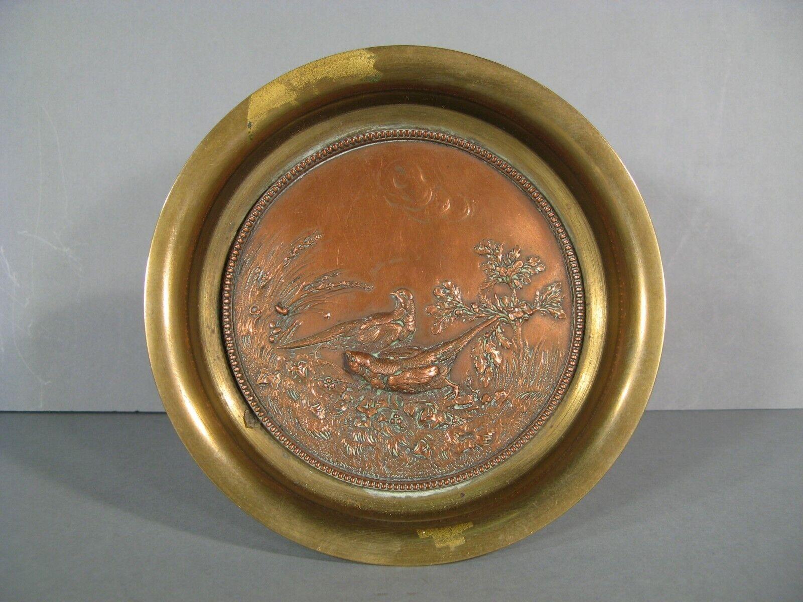 Pair of Antique Renaissance Style Bronze and Brass Trays with Birds - 1Y202 2
