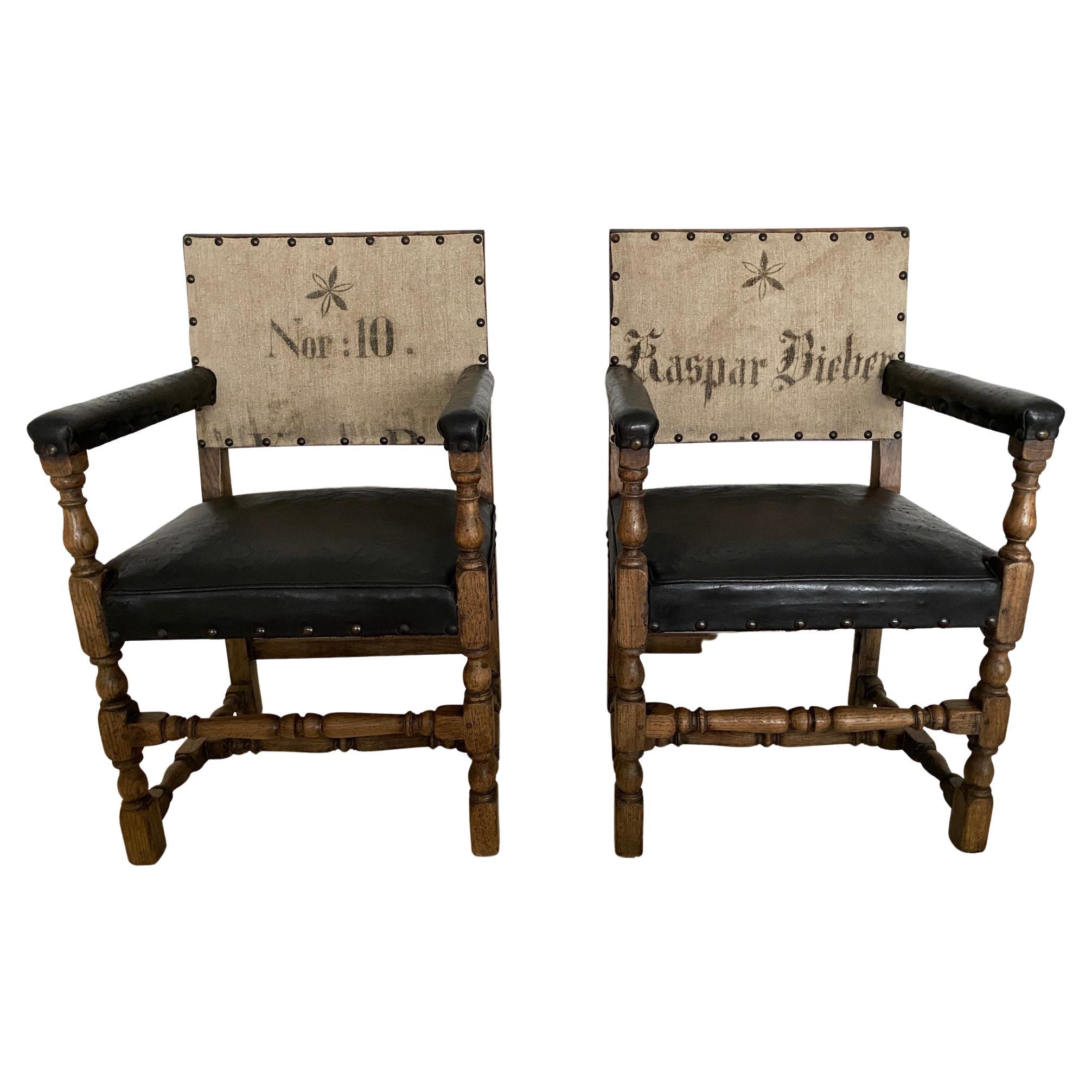 Pair of Antique Renaissance Style Throne Arm Chairs