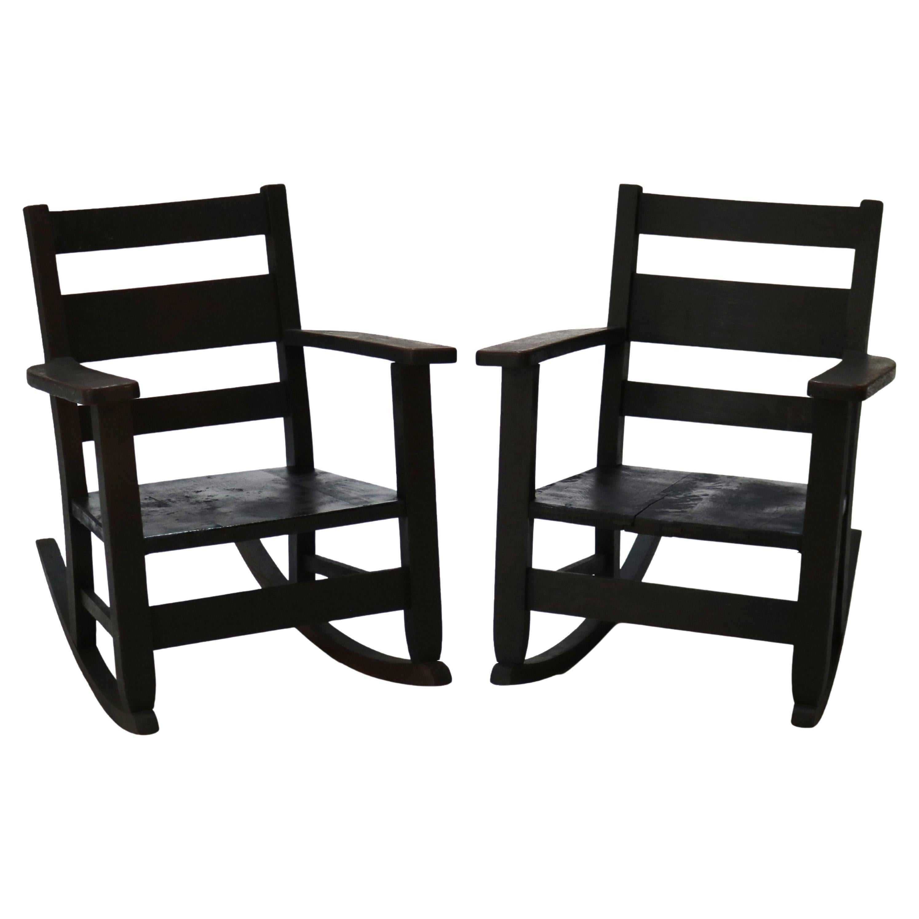 Pair of Antique RH Conant’s Sons Arts & Crafts Mission Oak Rocking Chairs c1910