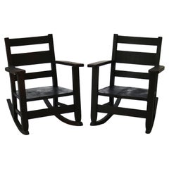 Pair of Antique RH Conant’s Sons Arts & Crafts Mission Oak Rocking Chairs c1910