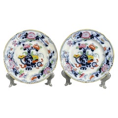 Paire d'assiettes anciennes Ridgway « Noma » - Motif orientaliste peint à la main