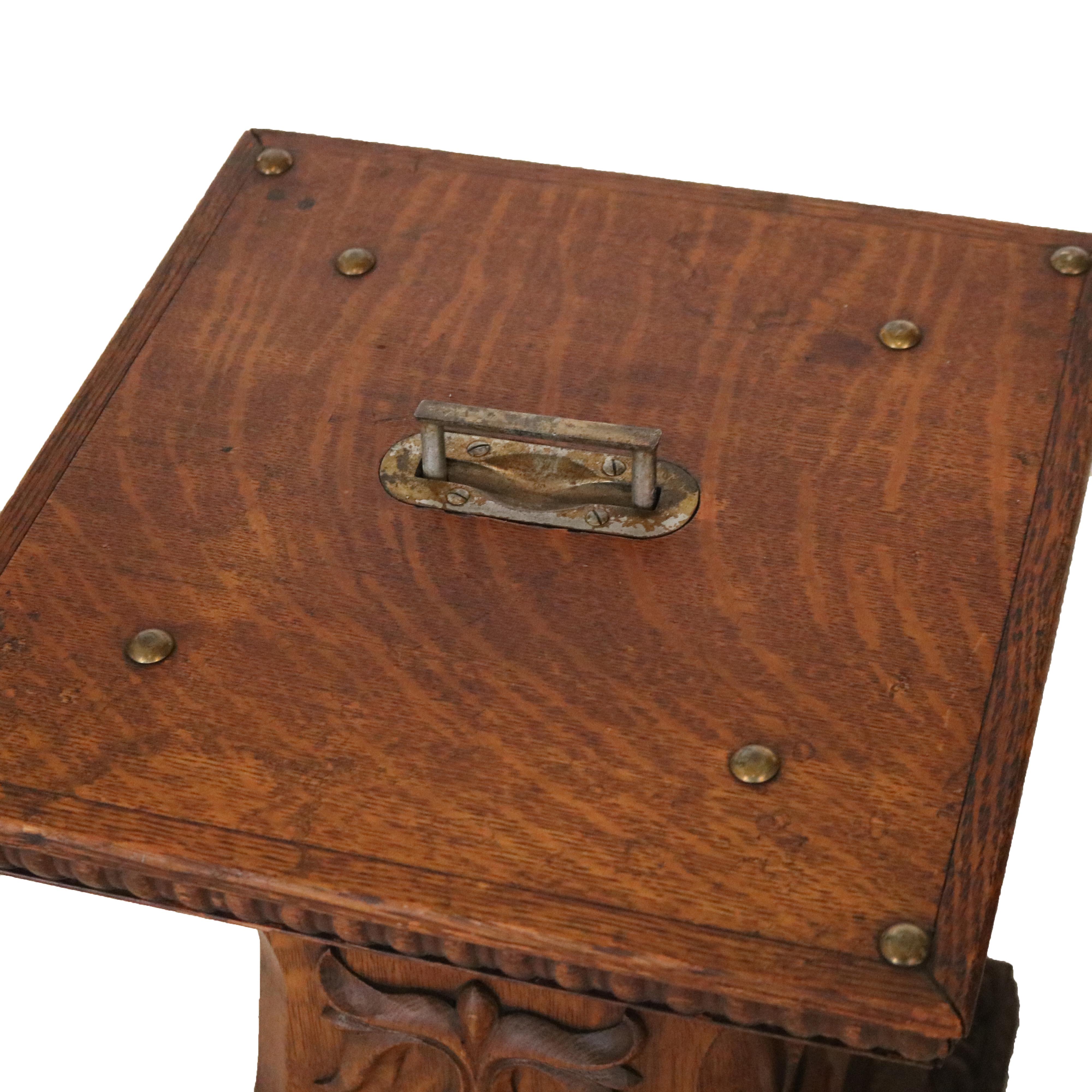 Pareja de relojes antiguos RJ Horner Attr. Pedestales Escultura Foliada de Roble Tallado C1900 siglo XX en venta