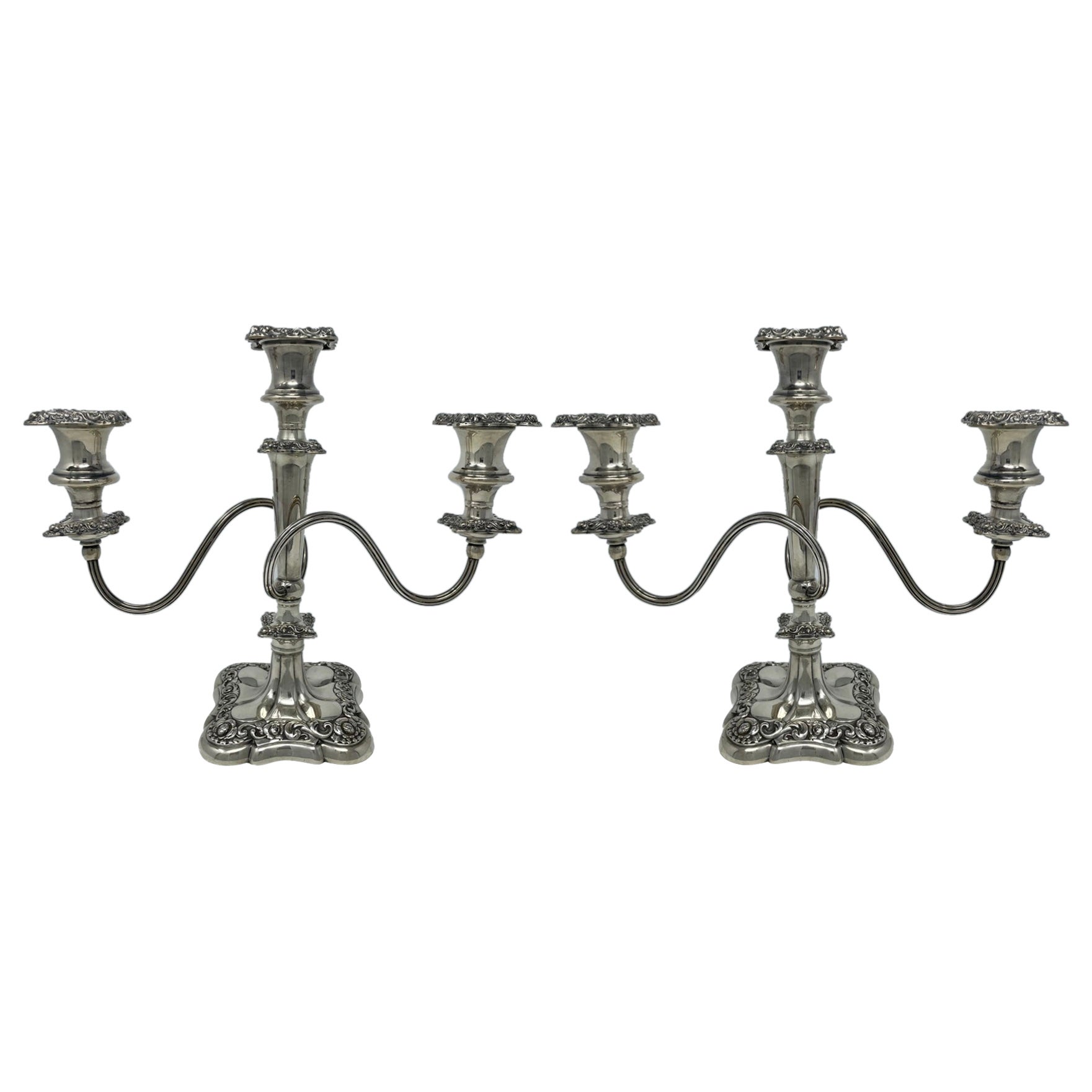Pair of Antique "Rogers" Silver Plate Candelabra