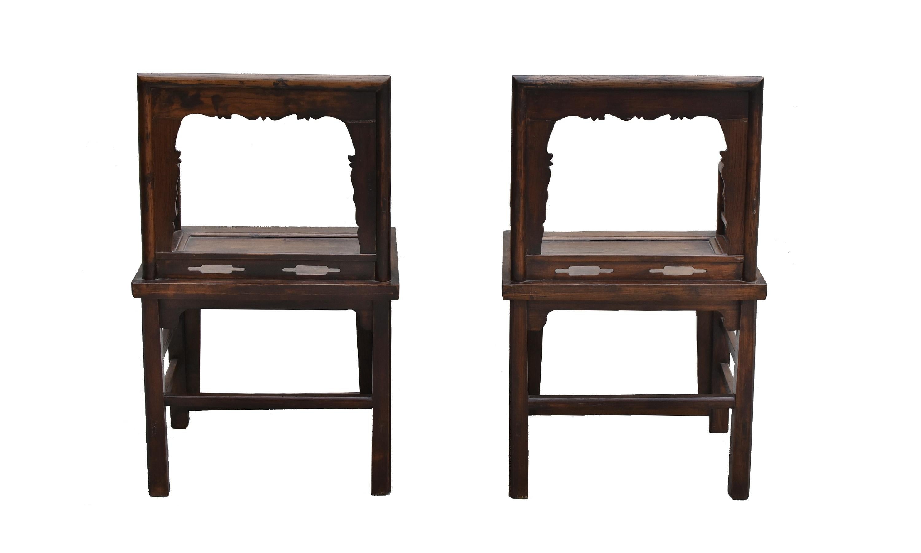 Chinese Antique Rose Chairs Pair Armchairs For Sale 1