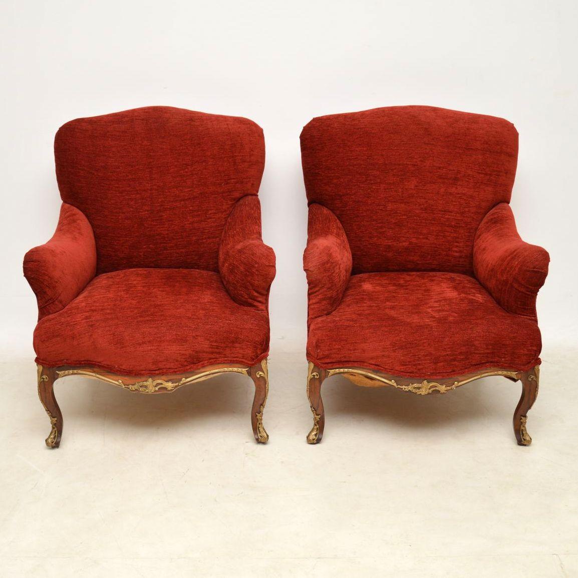George IV Pair of Antique Rosewood Upholstered Armchairs
