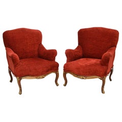 Pair of Antique Rosewood Upholstered Armchairs