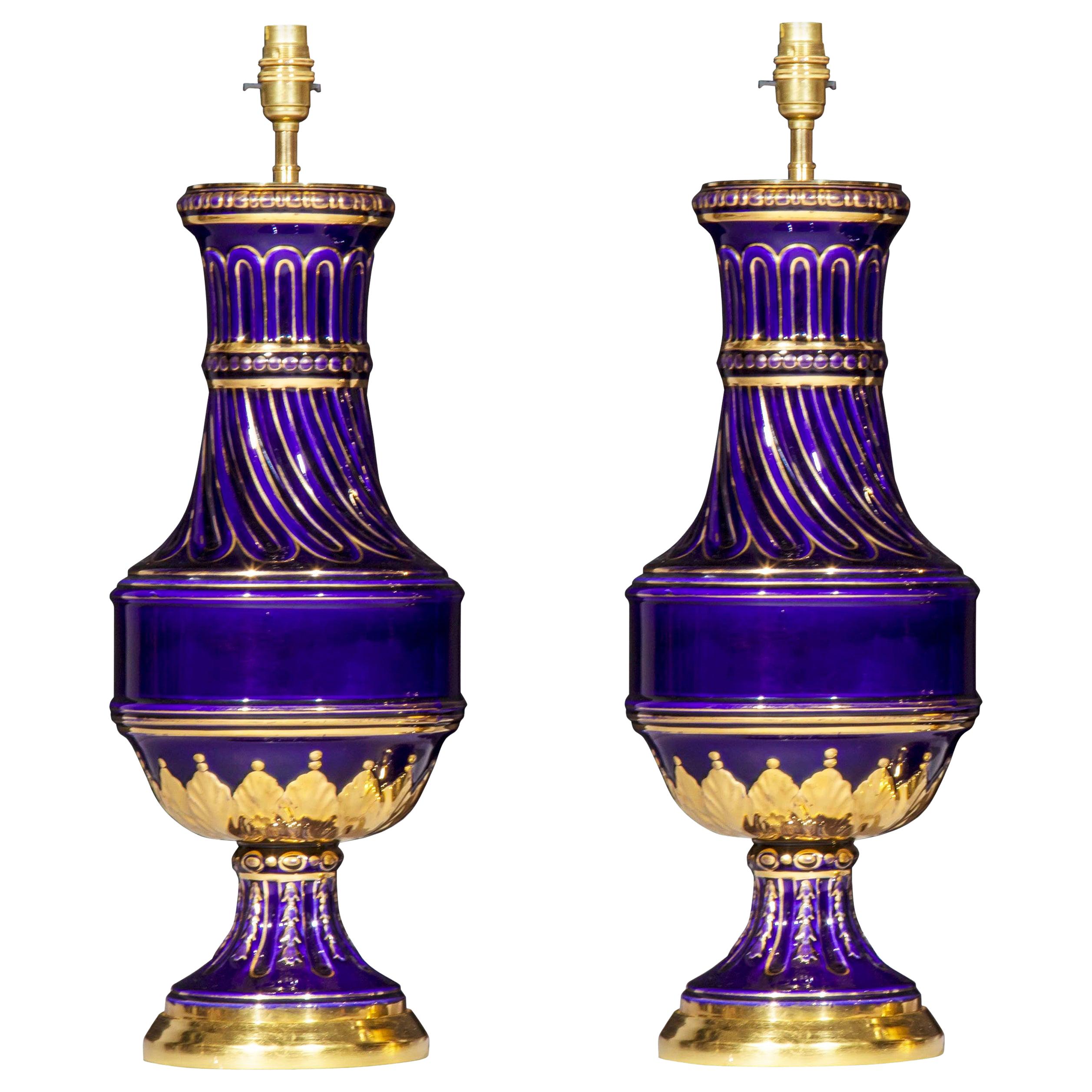 Pair of Antique Sevres Style Table Lamps
