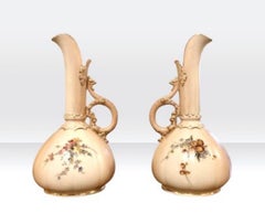 Pair of Antique Royal Worcester Blush Ivory Vases