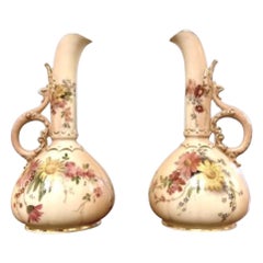 Pair of Antique Royal Worcester Blush Ivory Vases
