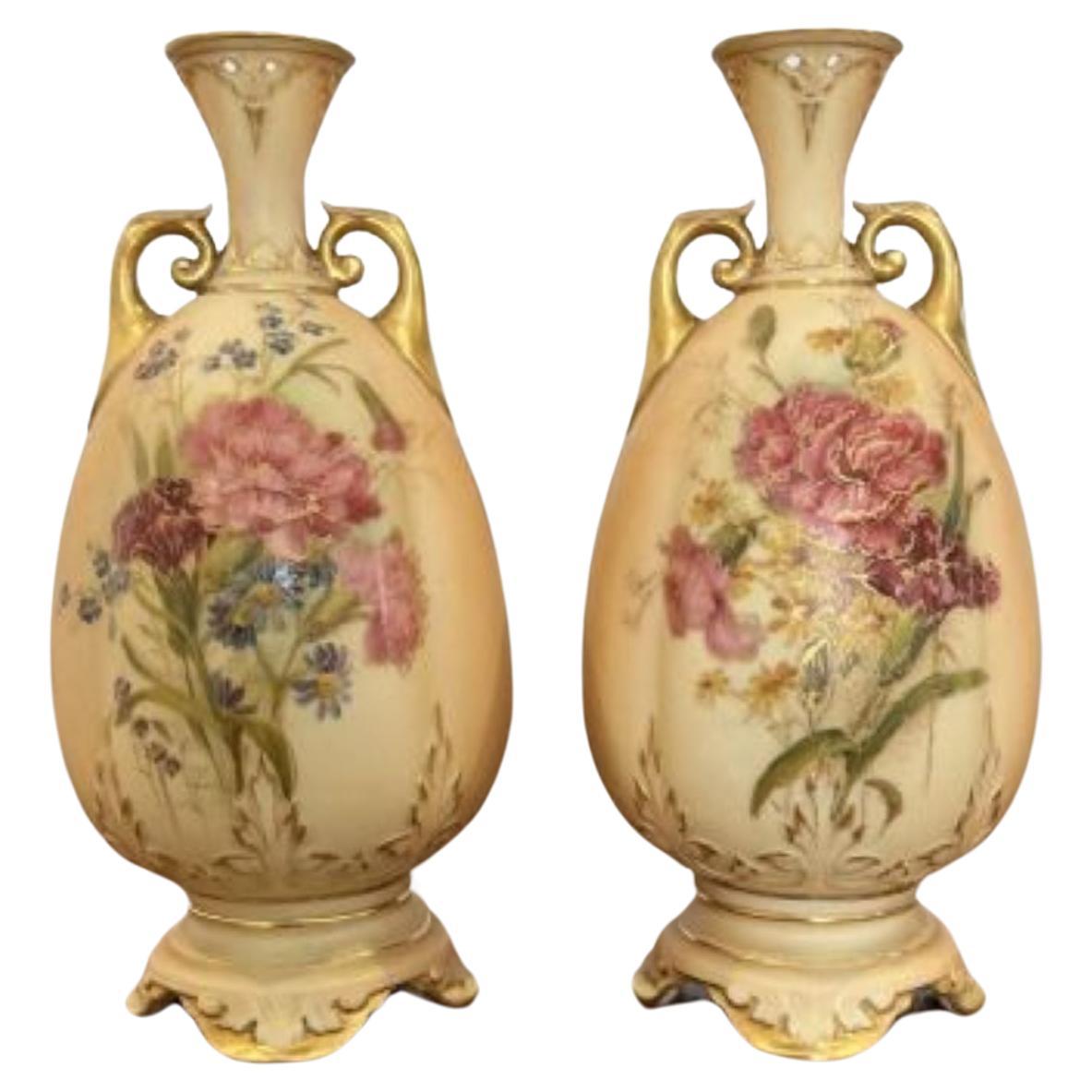 Pair of antique Royal Worcester vases For Sale