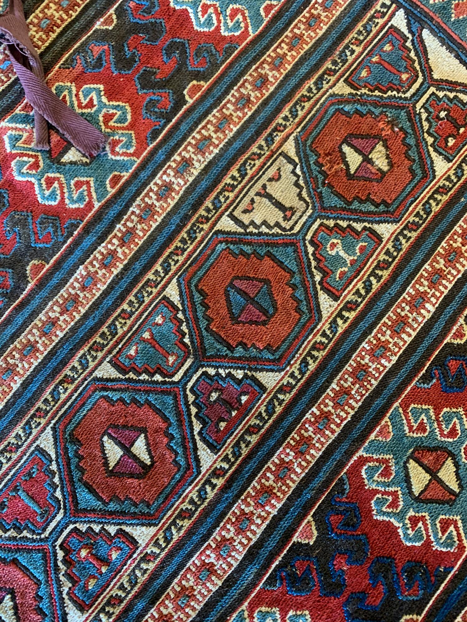 Pair of Antique Rugs, Kilims Oriental Caucasian Wool 