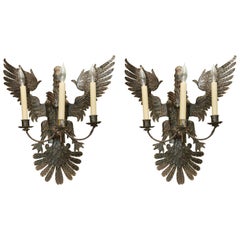 Pair of Antique Russian Swan-Form Wall Lights