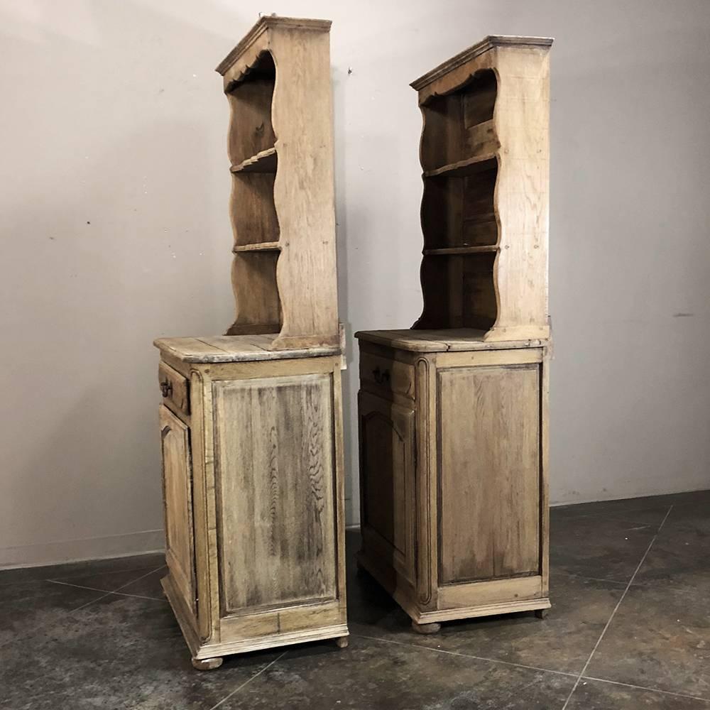 Pair of Antique Rustic Country French Stripped Confiturier Vaisseliers 4