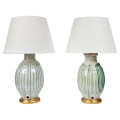 Pair of Antique Sake Jars as Lamps