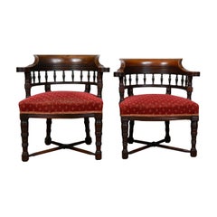 Pair of Antique Salon Chairs, English, Late Victorian, His and Hers, circa 1900