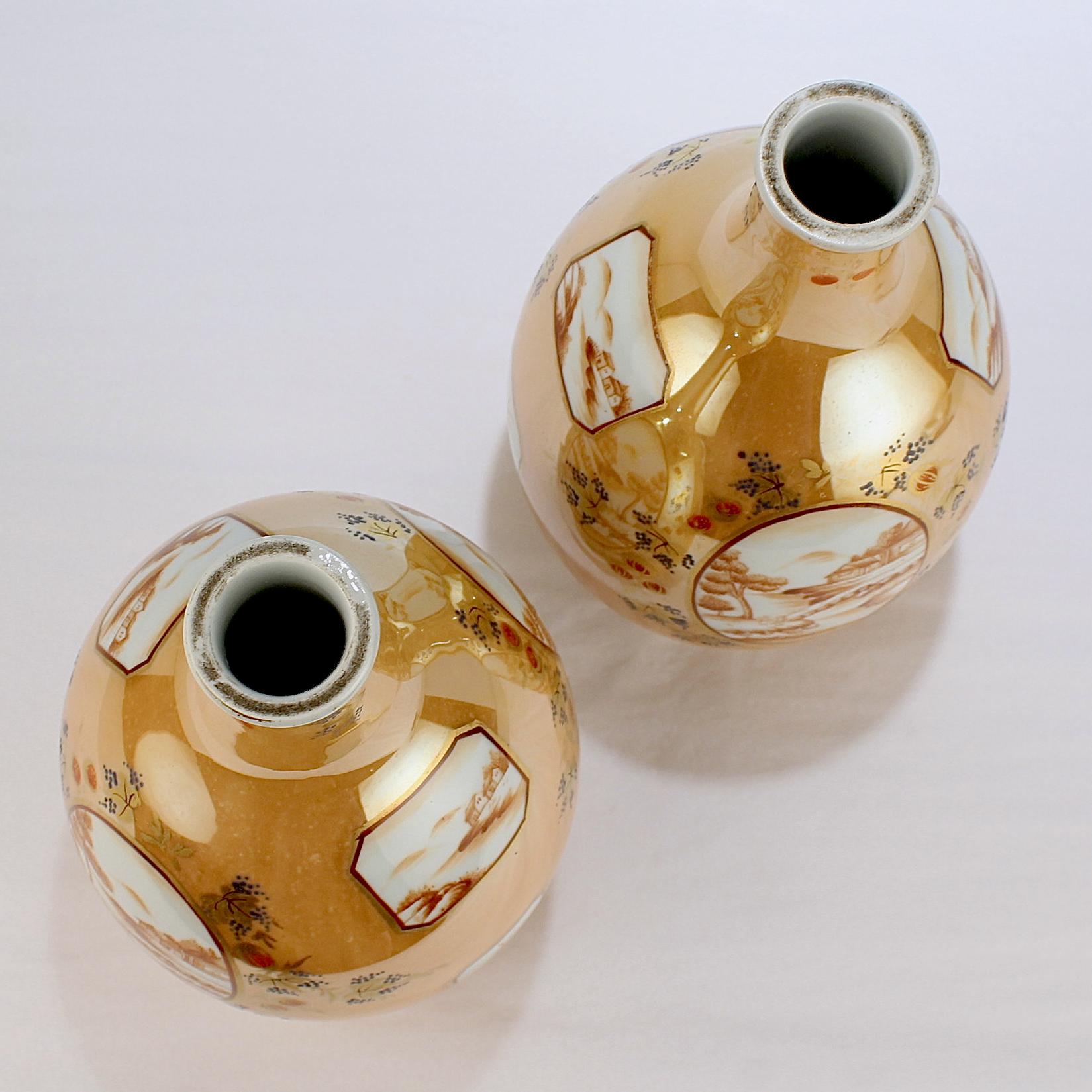 Paire de vases bouteilles anciens en porcelaine de Samson de style exportation chinoise en vente 2
