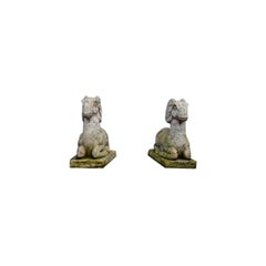 Pair of Antique Sandstone Goat Statutues from the 19th Century