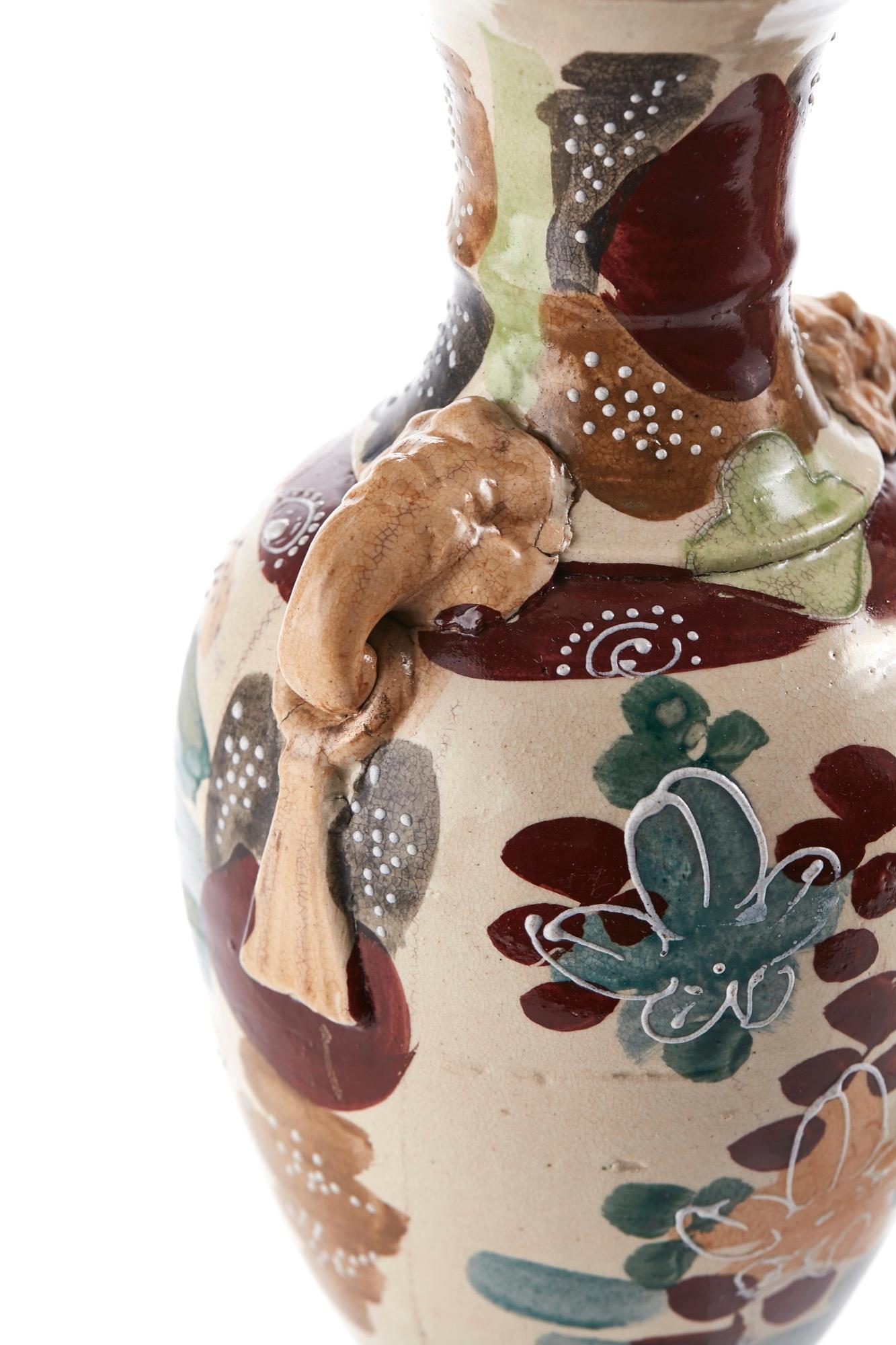 European Pair of Antique Satsuma Vases For Sale