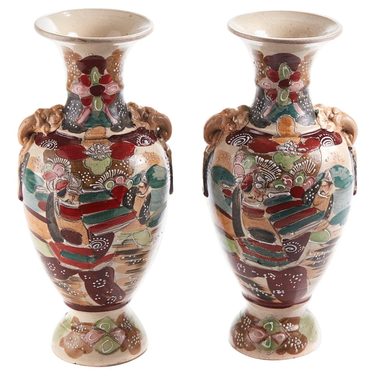 Pair of Antique Satsuma Vases at 1stDibs