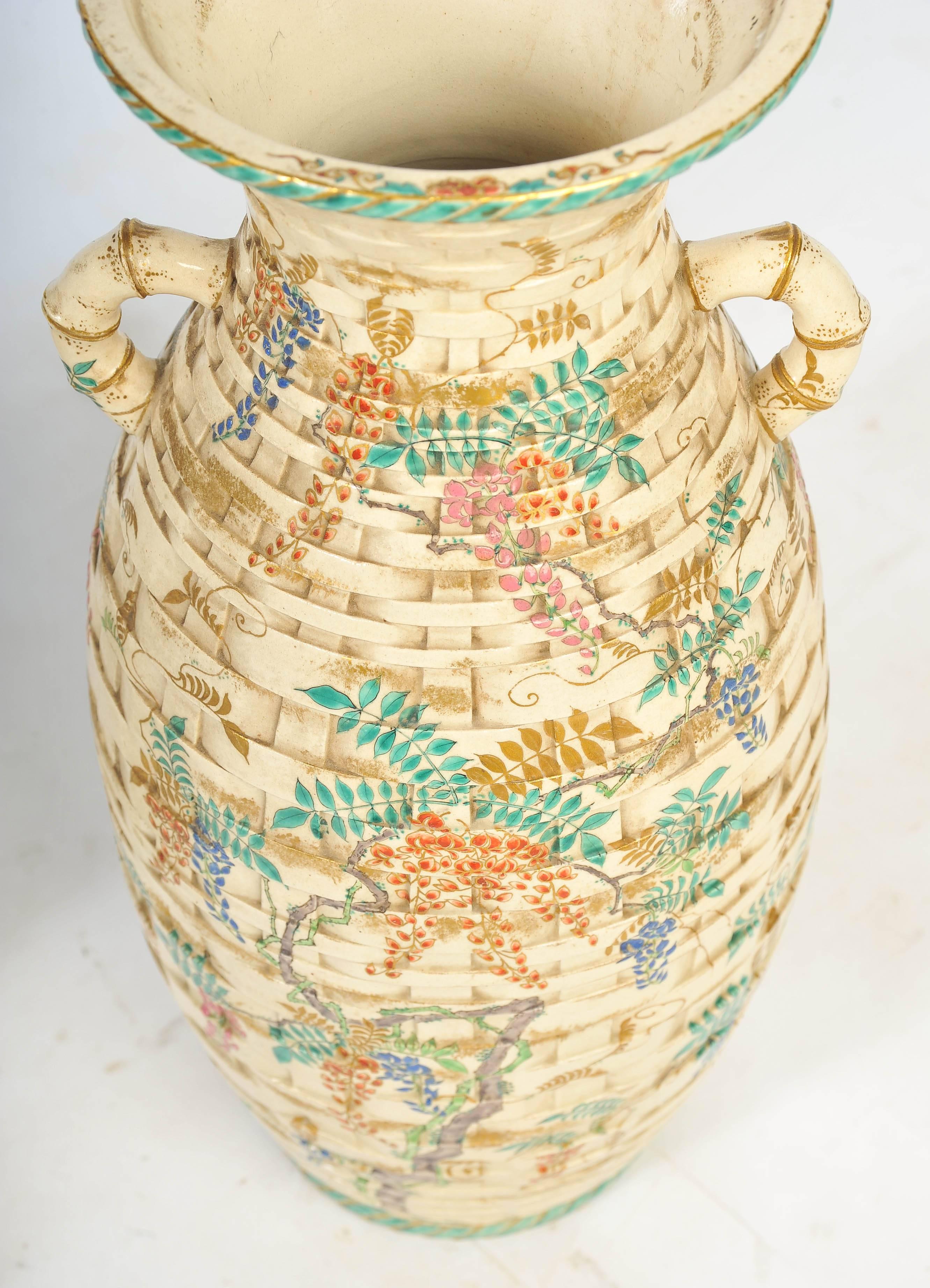 19th Century Pair of Antique Satsuma Vases or Lamps