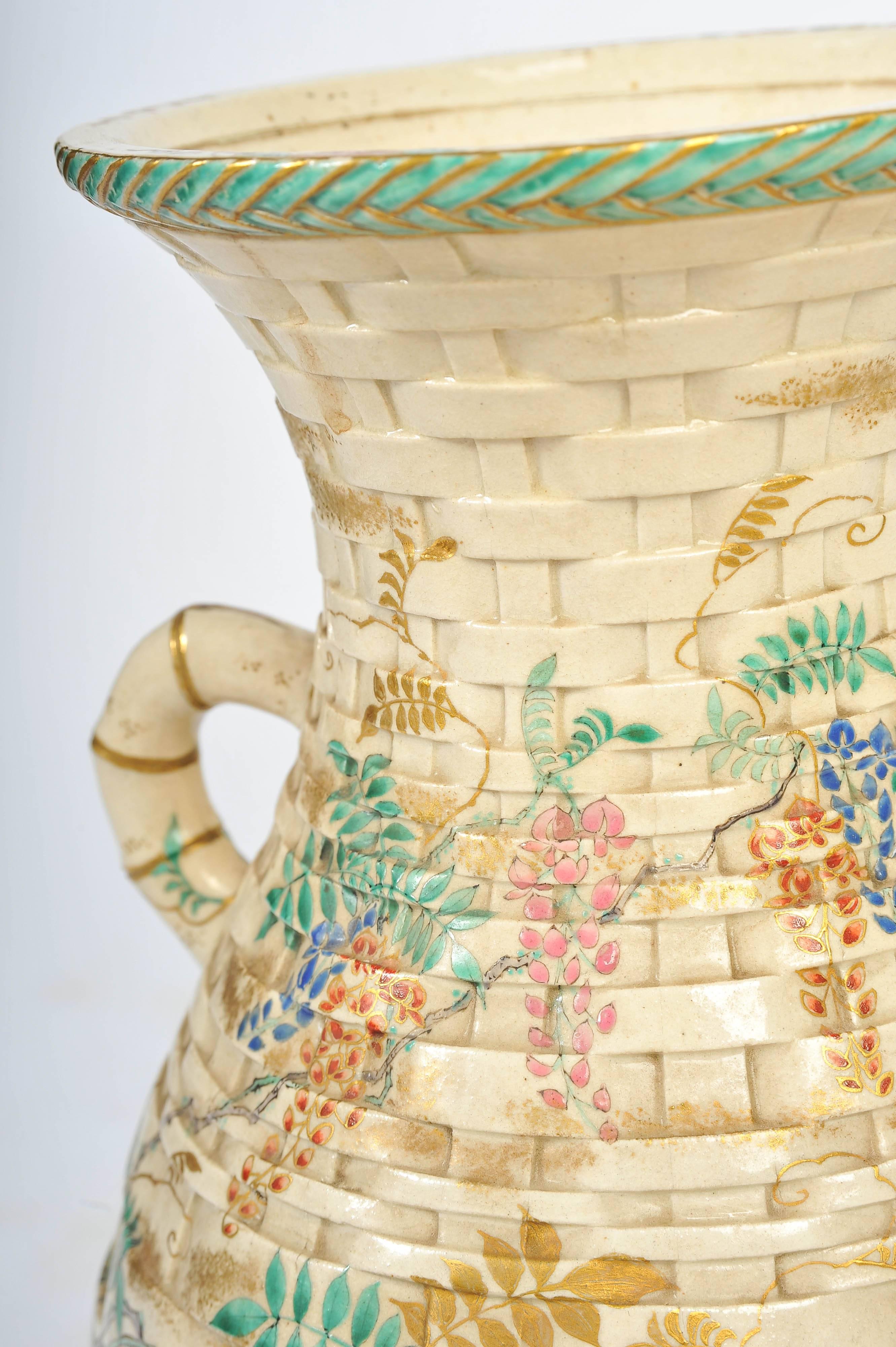 Pair of Antique Satsuma Vases or Lamps 2
