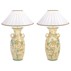 Pair of Antique Satsuma Vases or Lamps