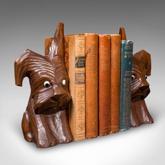 Pair of Antique Scottie Dog Bookends, English Beech, Book Rests, Edwardian, 1910