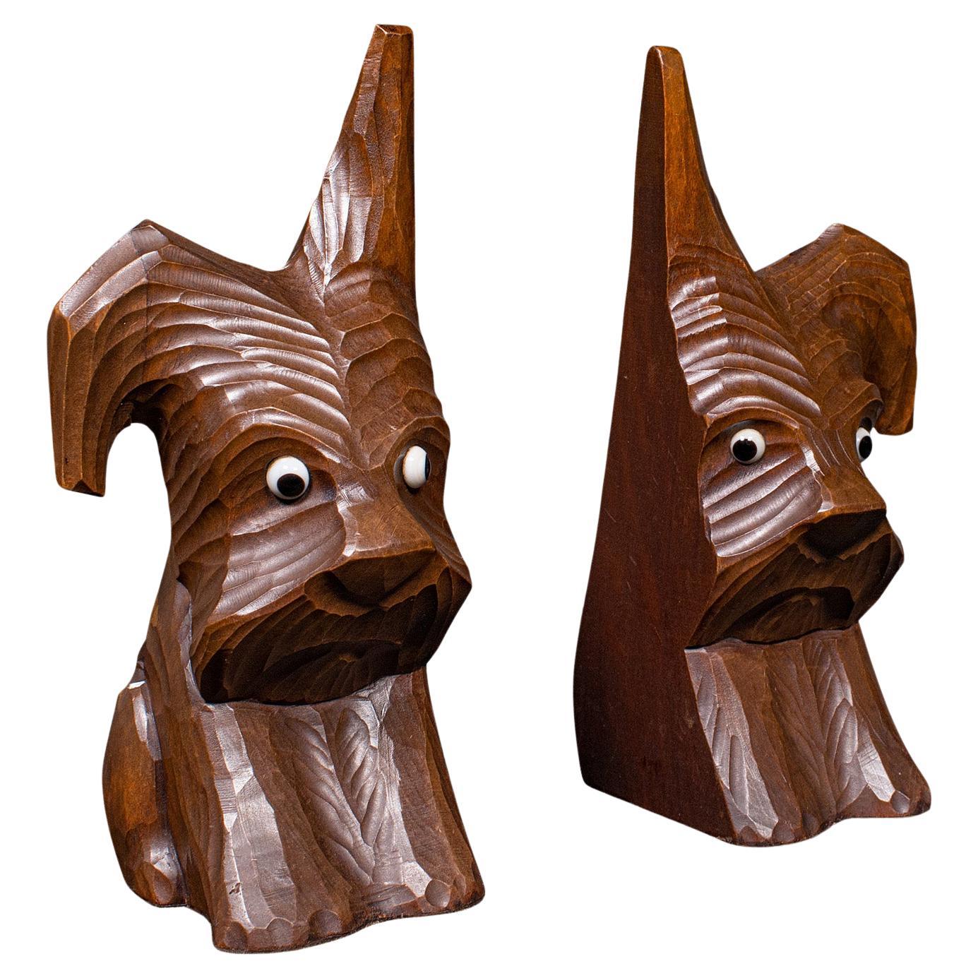 Pair of Antique Scottie Dog Bookends, English Beech, Book Rests, Edwardian, 1910 For Sale