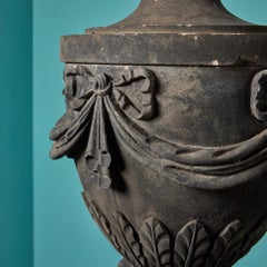 Pair of Antique Scottish Adam Style Sandstone Garden Urns