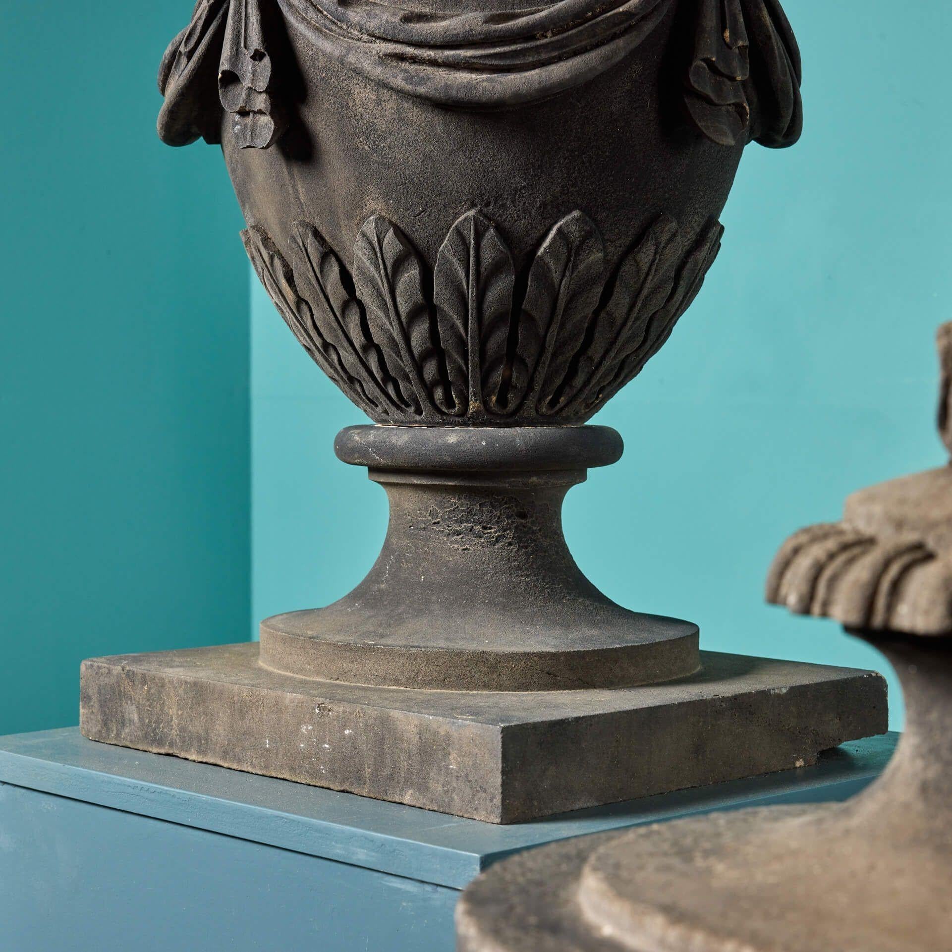 Georgian Pair of Antique Scottish Adam Style Sandstone Garden Urns For Sale