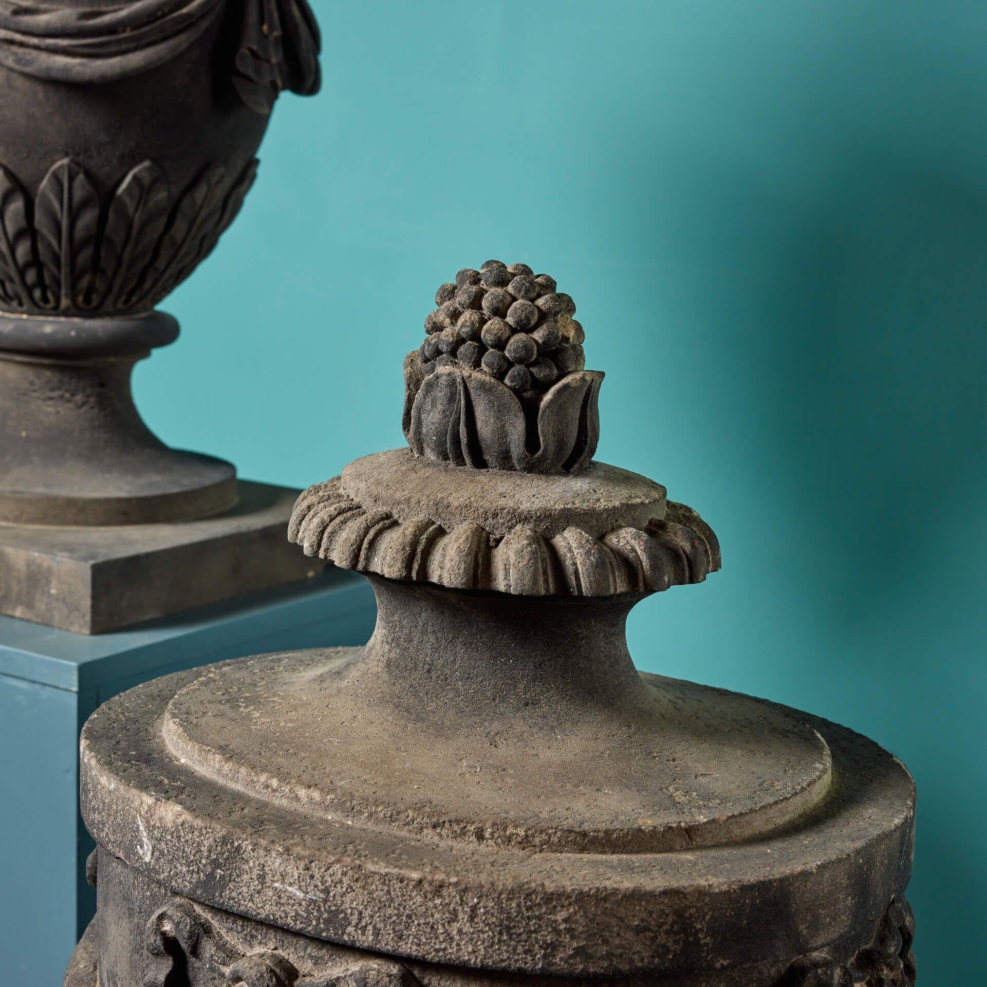 19th Century Pair of Antique Scottish Adam Style Sandstone Garden Urns For Sale