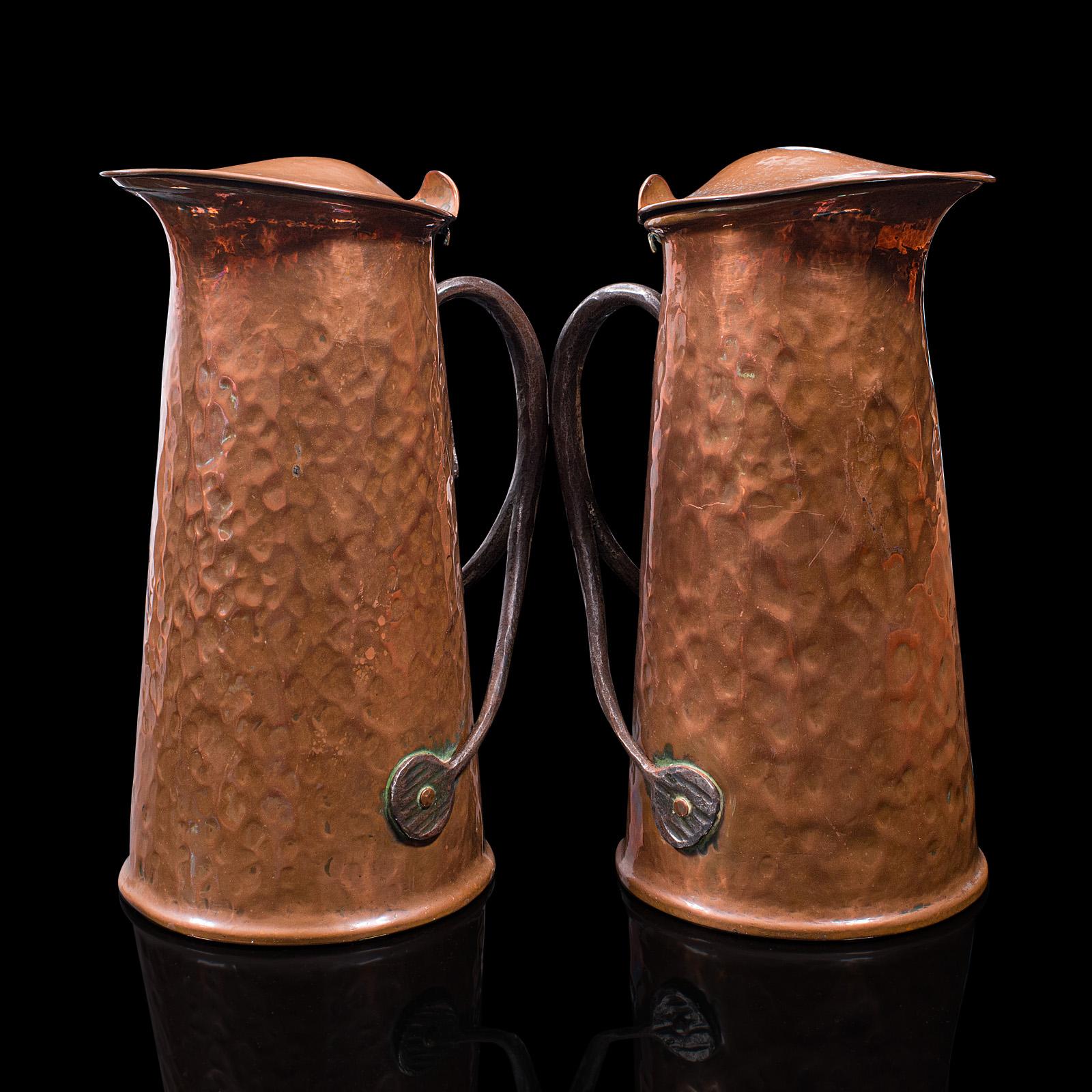 Pair of Antique Serving Jugs, English, Copper, Ewer, Arts & Crafts, Victorian 4
