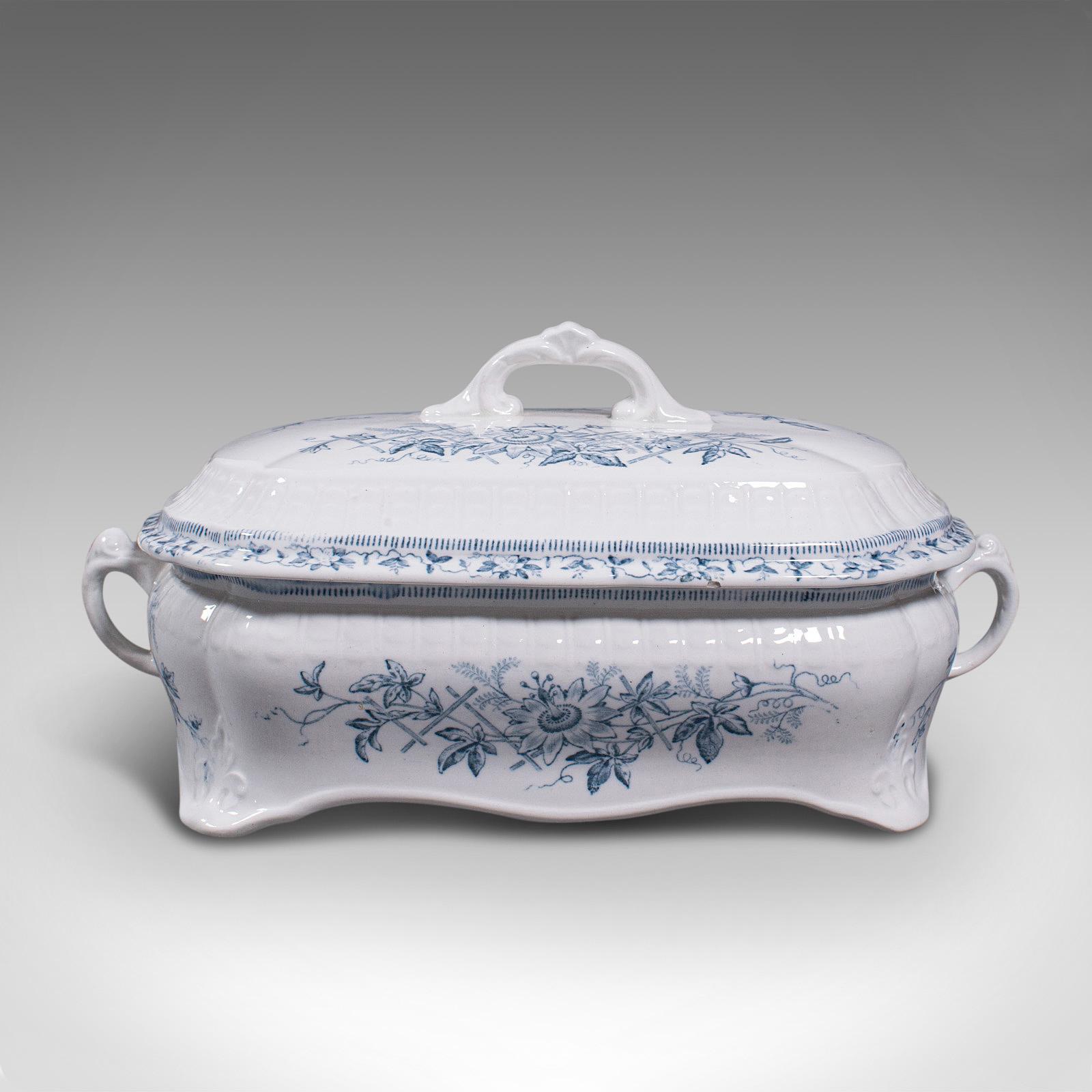 19th Century Pair of Antique Serving Tureens, English, Ceramic, Lidded Dish, Victorian, 1900 For Sale