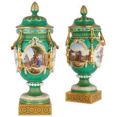 Pair of Antique Sèvres Porcelain Ormolu-Mounted Vases