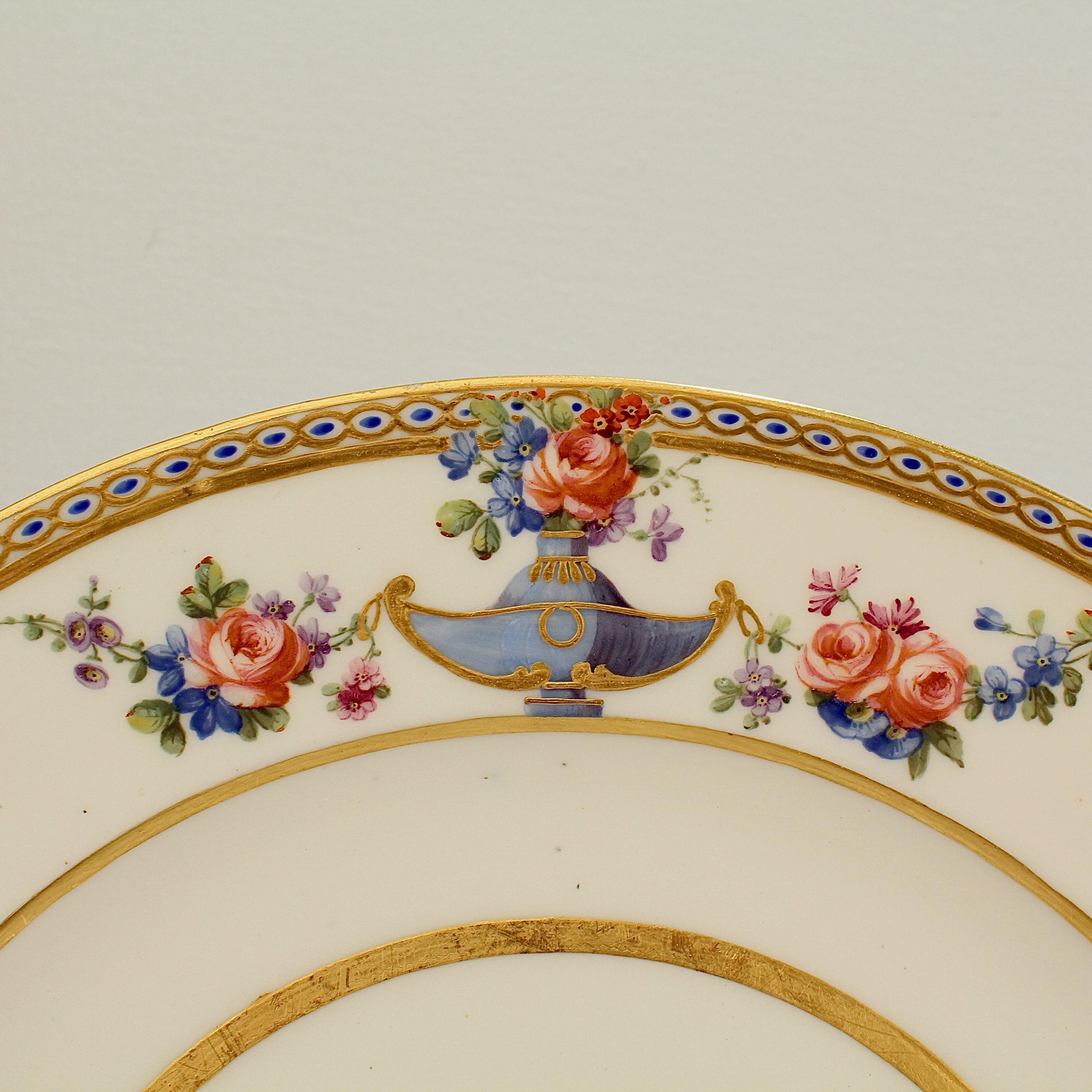Pair of Antique Sèvres Type Madame du Barry Porcelain Cabinet Plates 2