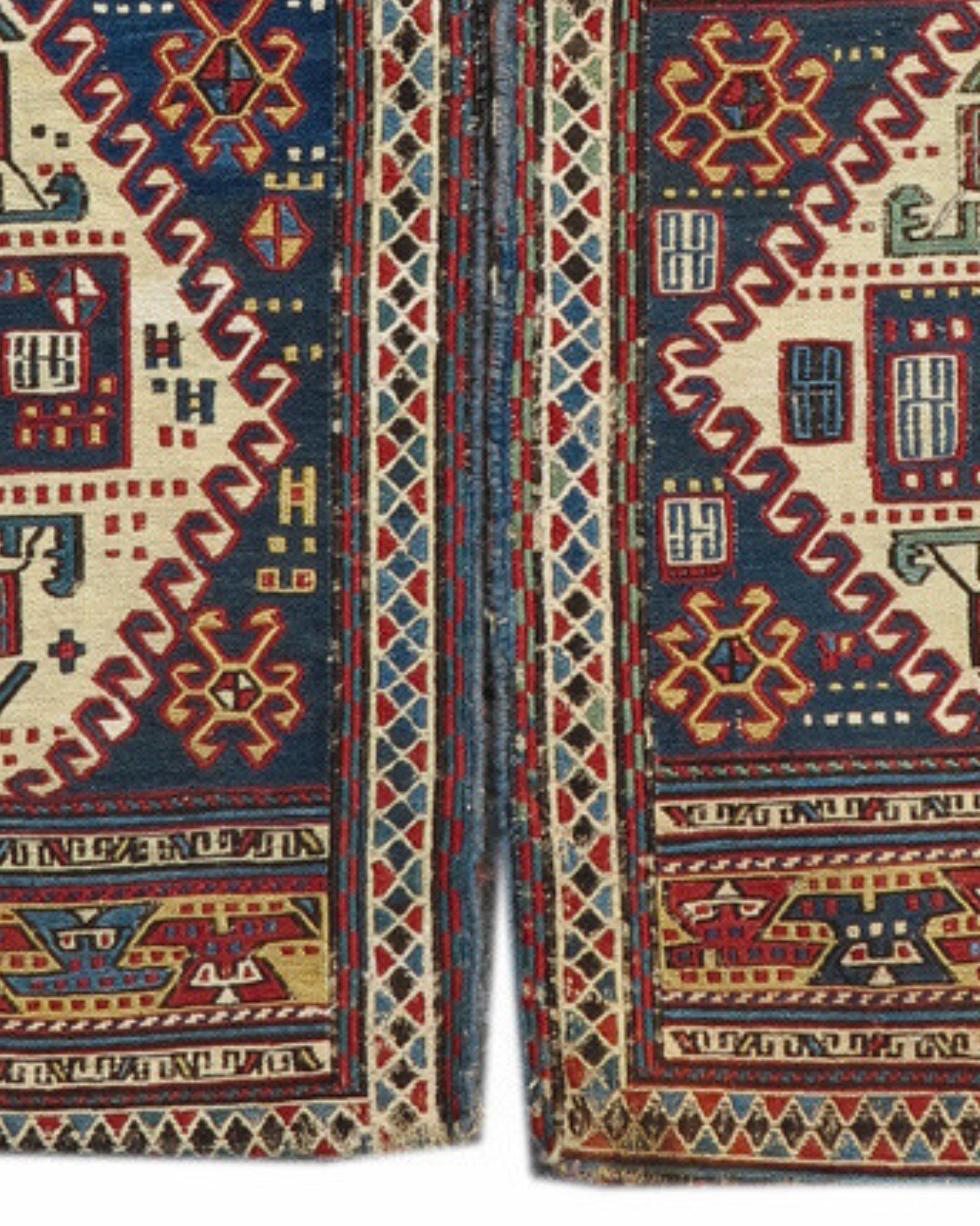 Pair of Antique Shahsavan Sumak Bags, 19th Century

This pair of sumak bags was most likely woven in the Karabagh region of the South Caucasus. A central medallion, composed of several active and colorful layers, is flanked on top and bottom by