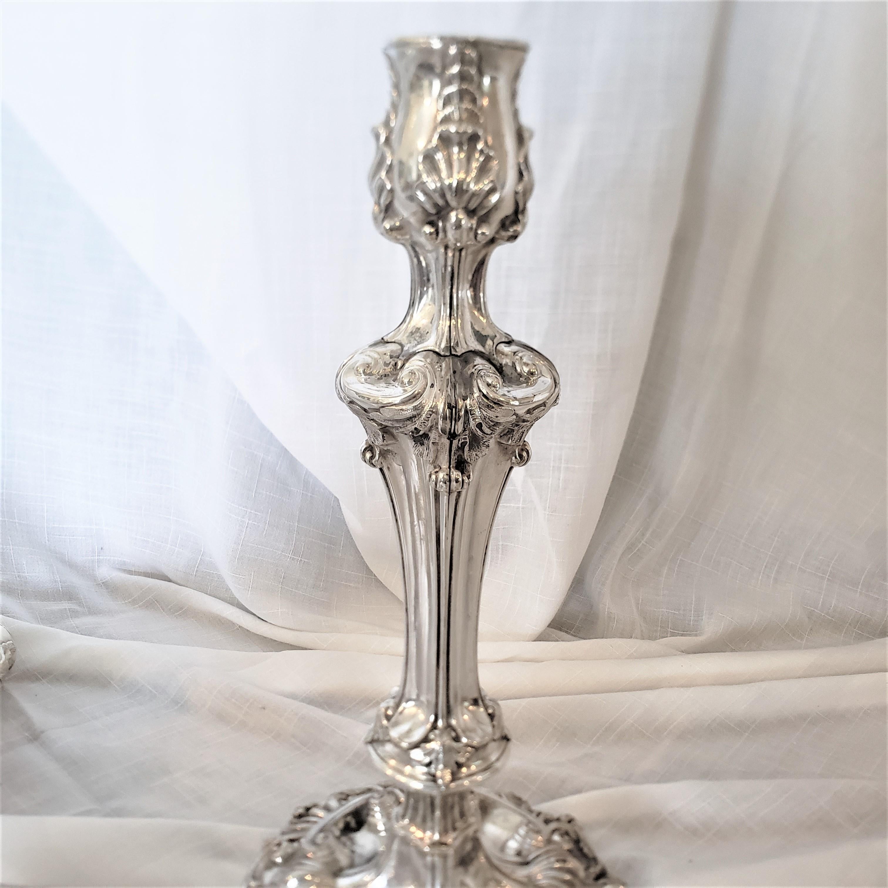 Pair of Antique Sheffield Plate Convertible 3 Branch Candlesticks or Candelabra For Sale 2