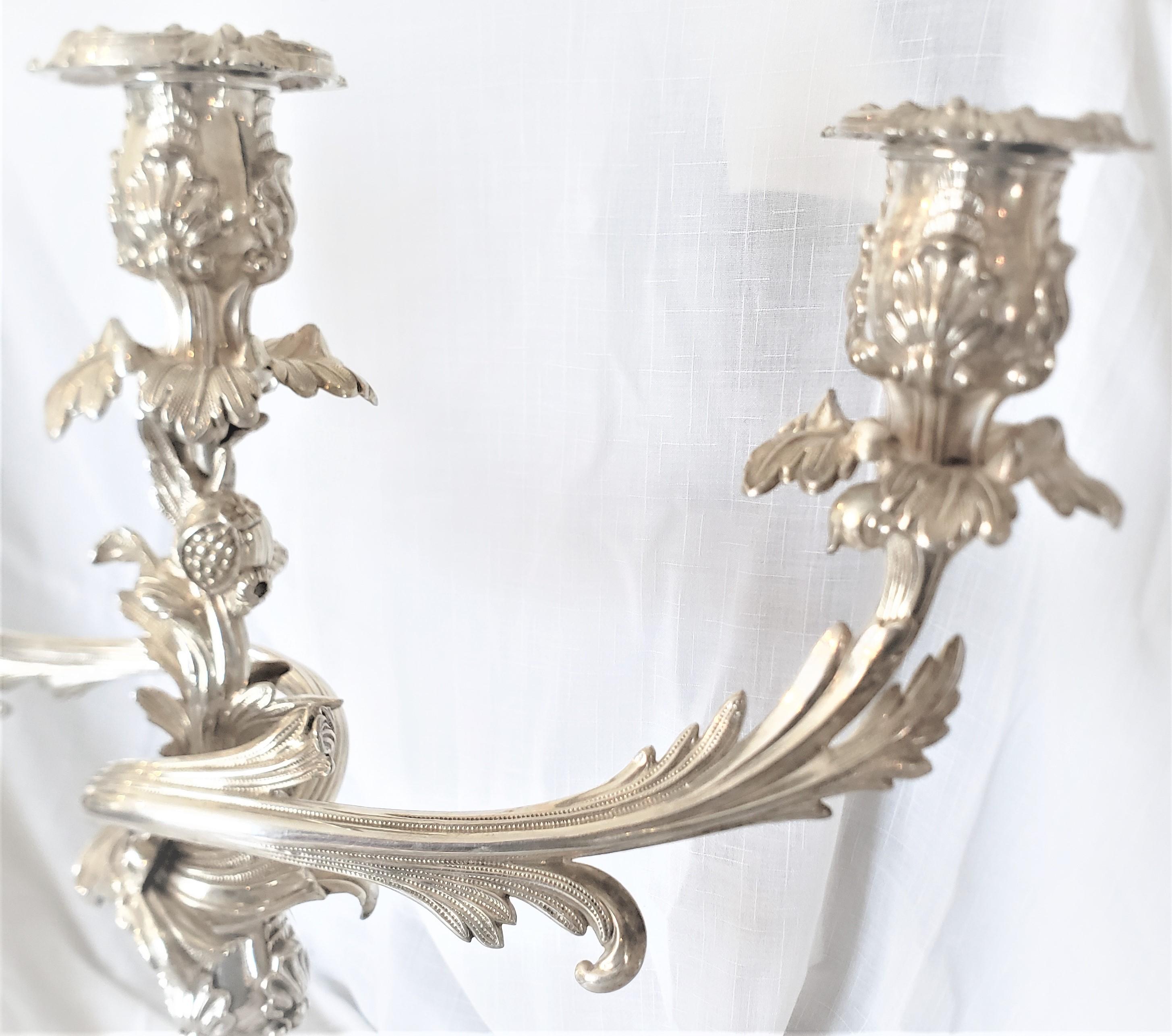 Pair of Antique Sheffield Plate Convertible 3 Branch Candlesticks or Candelabra For Sale 3