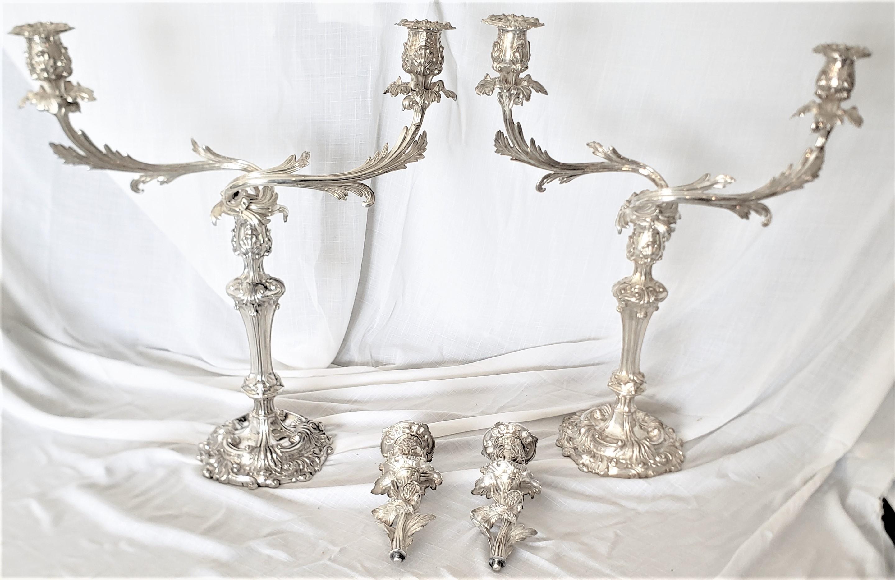 Pair of Antique Sheffield Plate Convertible 3 Branch Candlesticks or Candelabra For Sale 6