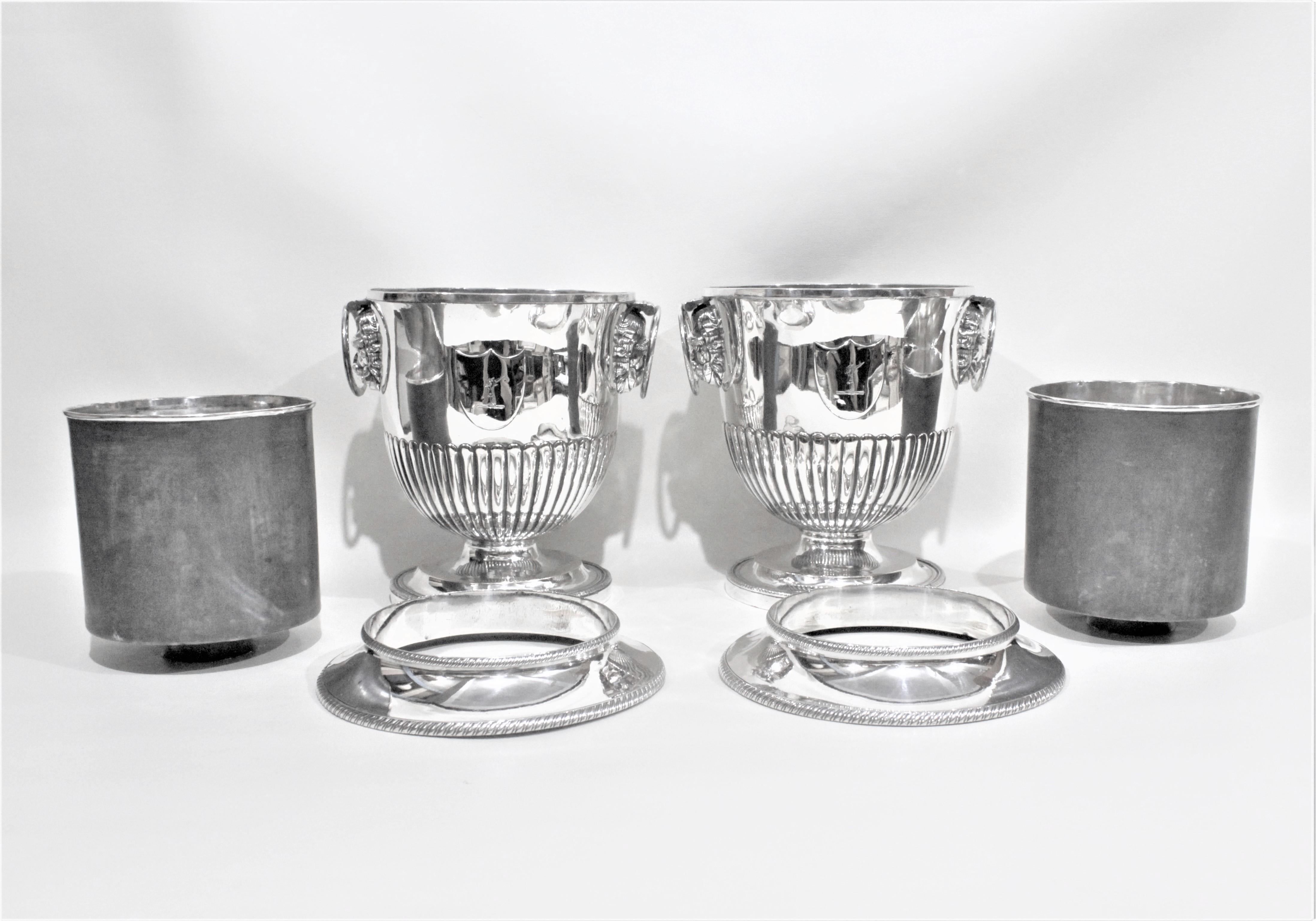 Pair of Antique Sheffield Regency Style Silver Plated Wine Coolers 5